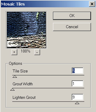 Рис. 29. Настройка параметров эффекта Mosaic Tiles