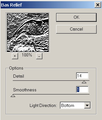 Рис. 42. Настройка параметров эффекта Bas Relief