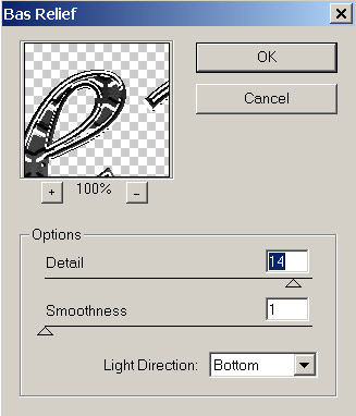 Рис. 46. Настройка параметров эффекта Bas Relief