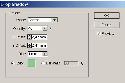Рис. 64. Настройка параметров эффекта Drop Shadow