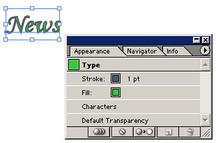 Рис. 69. Текст для первой кнопки с палитрой Appearance