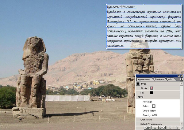 Рис. 79. Результат корректировки прямоугольной формы изображение и палитра Appearance