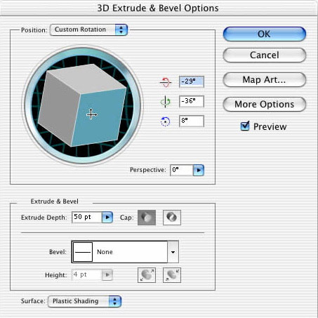 Рис. 81. Настройка параметров эффекта Extrude&Bevel
