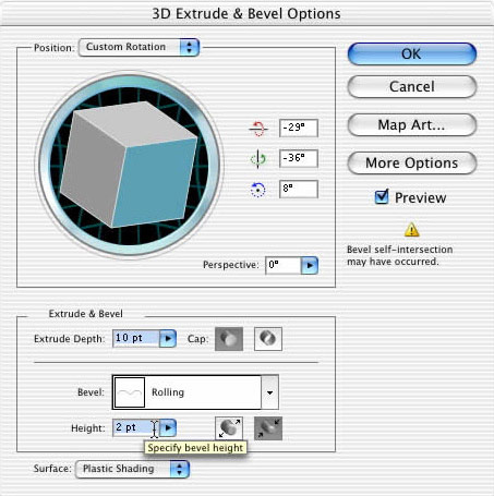 Рис. 85. Изменение параметров эффекта Extrude&Bevel