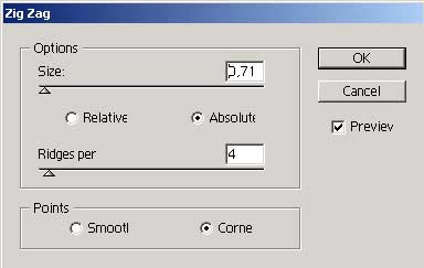 Рис. 30. Параметры настройки фильтра ZigZag