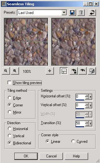 Рис. 12. Параметры настройки Seamless Tiling