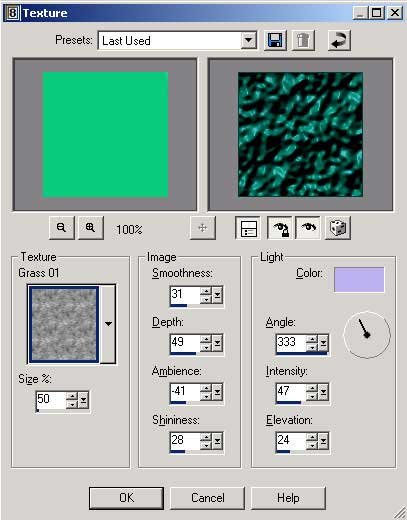 Рис. 32. Настройка параметров выбранной текстуры