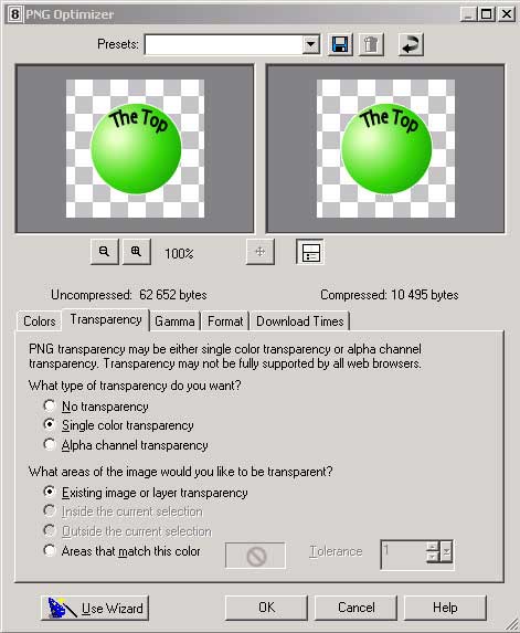 Рис. 57. Настройка параметров Transparency