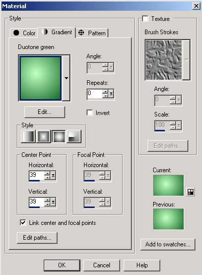 Рис. 61. Настройка параметров градиента для Background