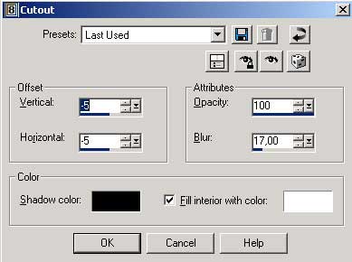 Рис. 68. Настройка параметров эффекта Cutout