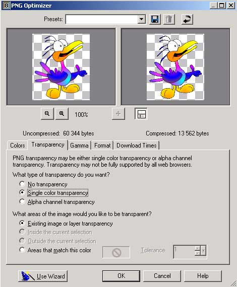 Рис. 9. Параметры настройки PNG-оптимизации