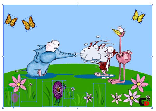 Рис. 12. Результат внедрения в растровое изображение серии символов с последующей их трансформацией, изменением степени прозрачности и режима смешивания