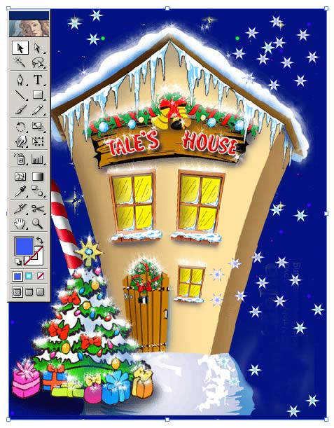 Рис. 50. После создания дополнительных символьных объектов снежинки распыляются более плотно и имеют более темный оттенок в соответствии с цветом, установленным в окне Fill (Заливка)