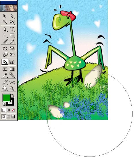 Рис. 56. Воздействие инструментом Symbol Stainer (Тонирование символов) на группу символов