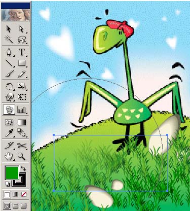 Рис. 58. Воздействие инструментом Symbol Screener (Прозрачность символов) на группу символов