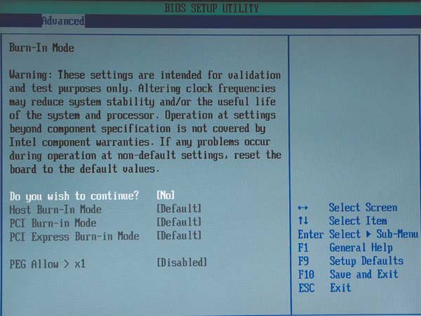 Меню Advanced утилиты BIOS Setup