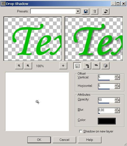 Рис. 21. Настройка параметров эффекта Drop Shadow