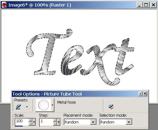 Рис. 29. Закраска выделенной области тюбиком окно с текстом и настройки палитры Tool Options для выбранного тюбика