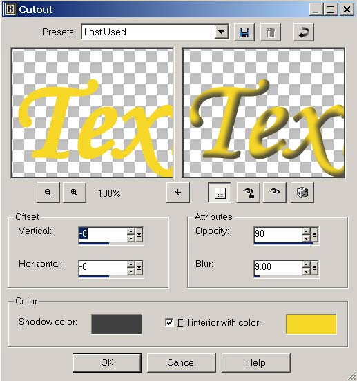 Рис. 35. Настройка параметров эффекта Cutout
