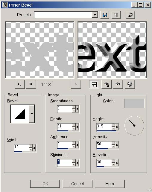 Рис. 66. Настройка параметров фильтра Inner Bevel