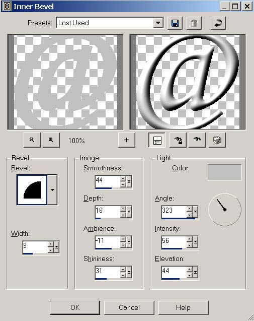 Рис. 72. Настройка параметров фильтра Inner Bevel