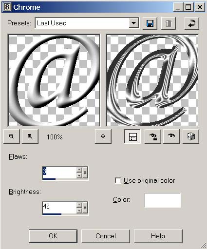 Рис. 74. Настройка параметров фильтра Chrome