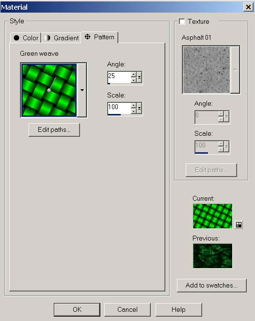 Рис. 9. Окно палитры Material