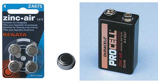 В настоящее время многие компании производят одноразовые воздушно-цинковые батареи