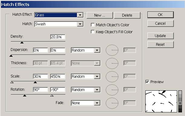 Рис. 17. Настройка параметров фильтра Hatch Effects