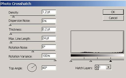 Рис. 25. Настройка параметров фильтра Photo Crosshatch