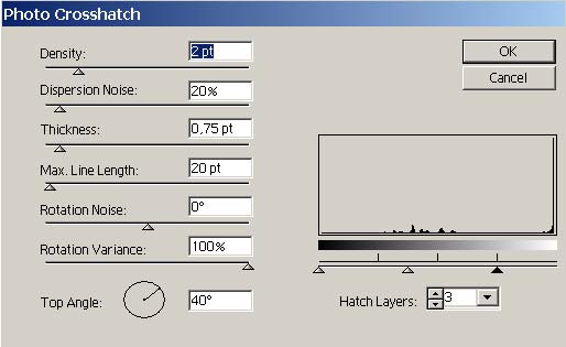 Рис. 31. Настройка параметров фильтра Photo Crosshatch