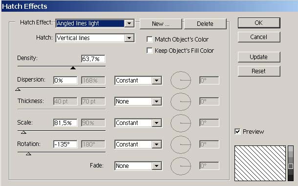 Рис. 6. Настройка параметров фильтра Hatch Effects