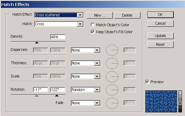 Рис. 9. Настройка параметров фильтра Hatch Effects