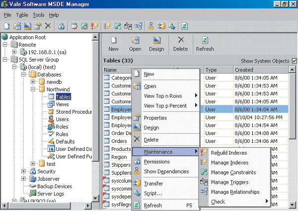 MSDE Manager (Vale software)