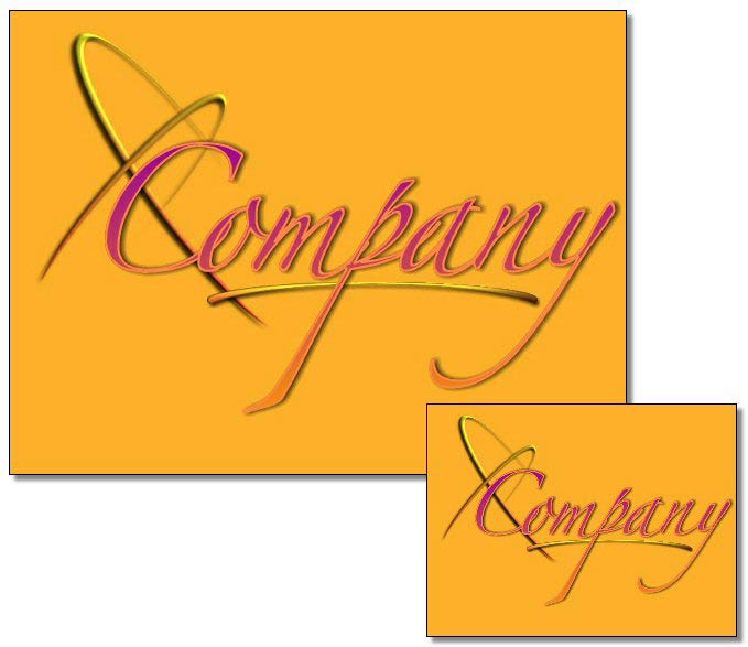 Рис. 12. Цветная копия логотипа с более четкими границами (исходный и уменьшенный варианты)