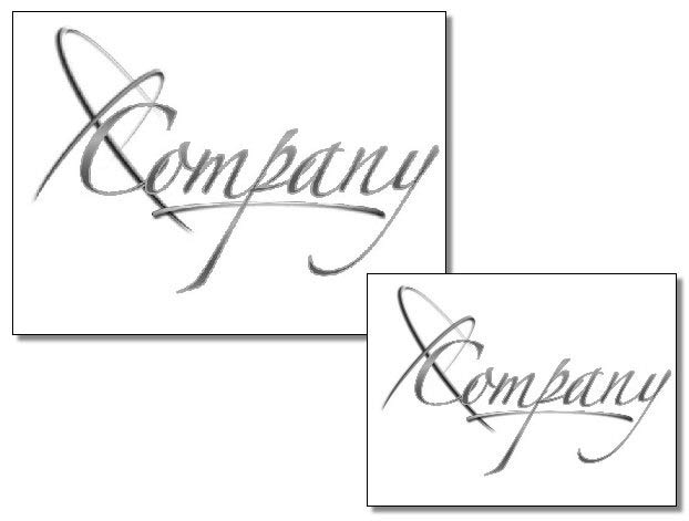 Рис. 16. Уменьшенные копии черно-белого варианта логотипа с достаточно четкими контурами