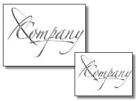 Рис. 17. Уменьшенные копии черно-белого варианта логотипа с размытыми контурами