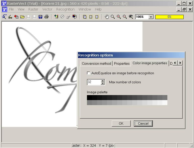Рис. 18. Определение количества цветов