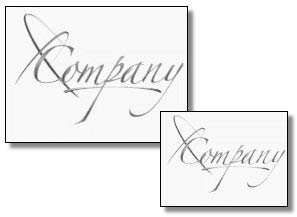 Рис. 21. Уменьшенные копии черно-белого варианта логотипа с четкими контурами