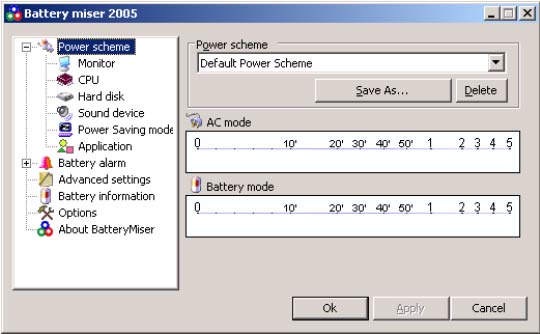 Рис. 2. Утилита Battery miser 2005