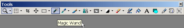 Рис. 19. Появление инструмента Magic Wand на панели инструментов Tools