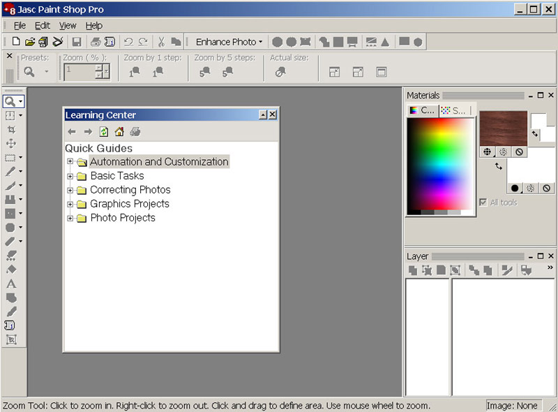 Рис. 2. Окно Paint Shop Pro после загрузки