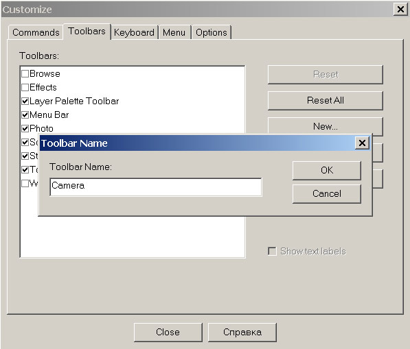 Рис. 23. Ввод имени новой панели инструментов