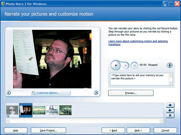 Создание видеофрагмента из набора фотографий с помощью Microsoft Photo Story 3.0