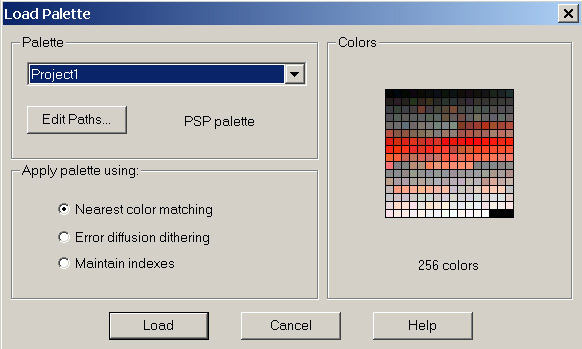 Рис. 30. Загрузка пользовательской цветовой палитры