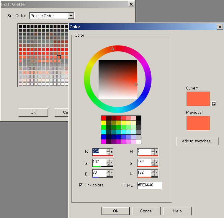 Рис. 31. Редактирование пользовательской цветовой палитры