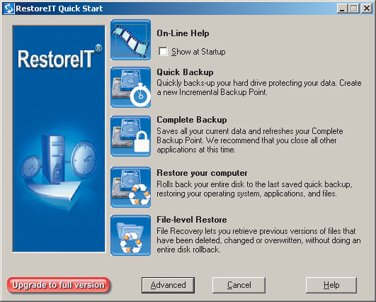 Рис. 15. Окно Quick Start утилиты RestoreIT! Gold