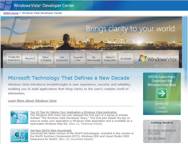 Windows Vista Development Center