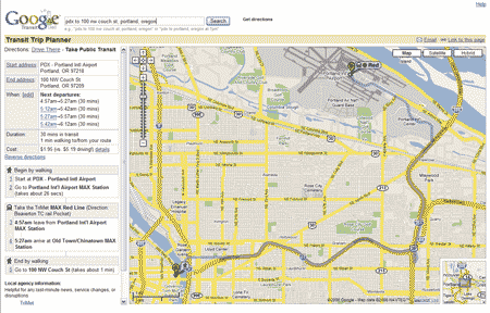 Google Transit Trip Planner