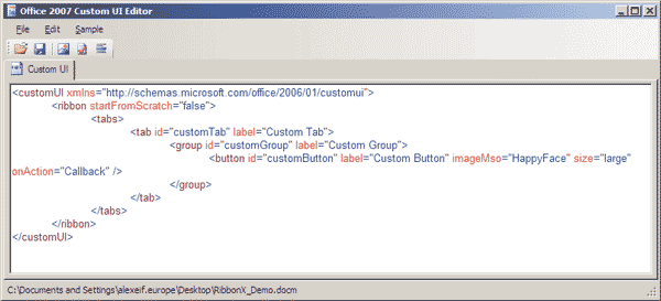 Утилита Office 2007 Custom UI Editor